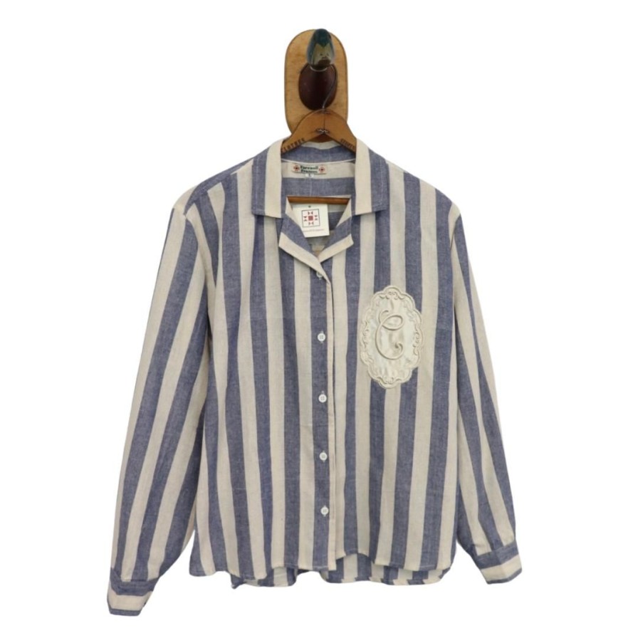 Women Farewell Frances | James Button Down With Vintage Satin Monogram