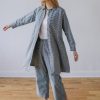 Women Farewell Frances | Maude Twill Cropped Pant Railroad Stripes Blue Sz Xs S M L