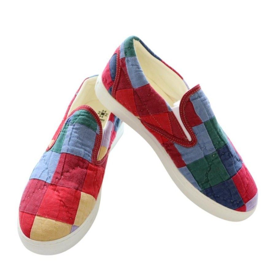 Women Farewell Frances | Quilted Sneakers Rainbow Postage Stamp