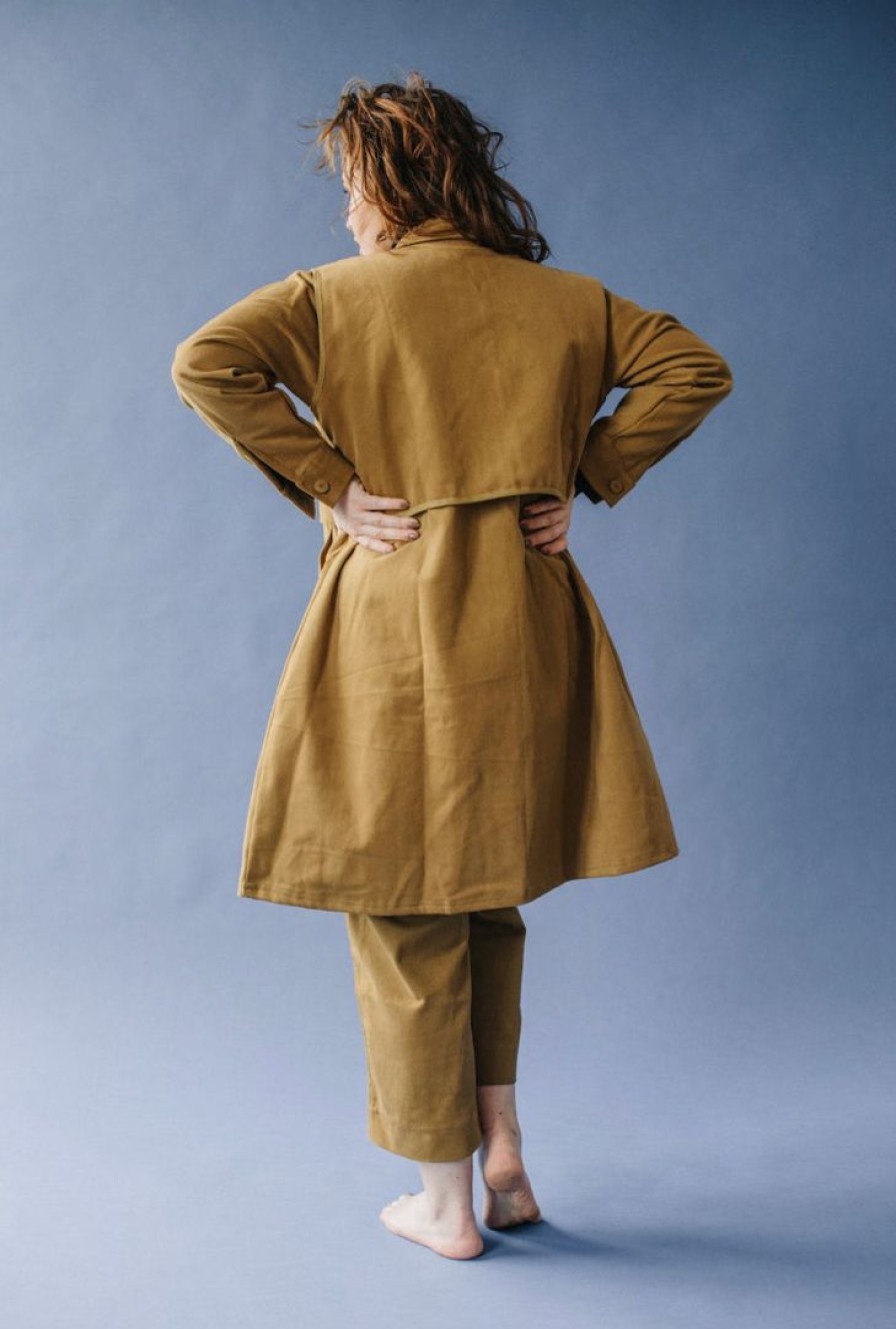 Women Farewell Frances | Maude Twill Trench Coat Mustard Sz Xs S M L