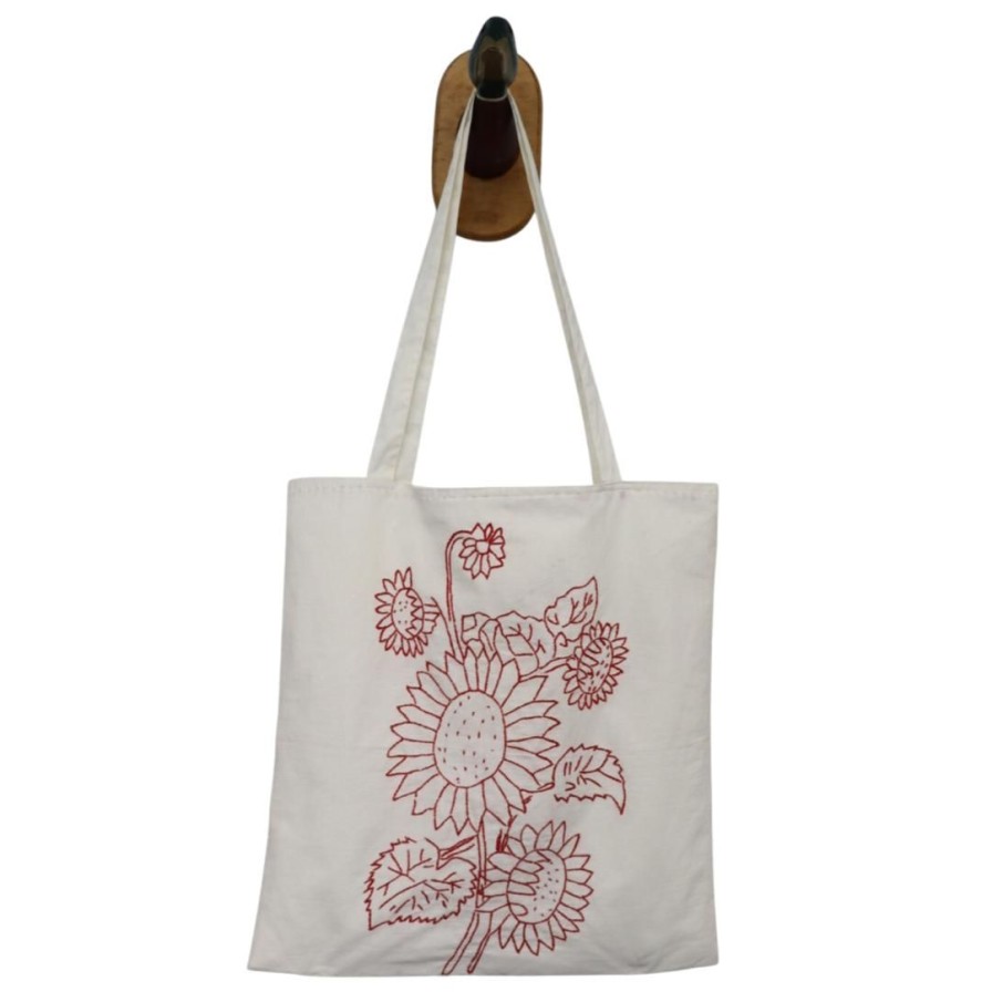 Accessories Farewell Frances | Redwork Tote Bag Rt11 Sunflower