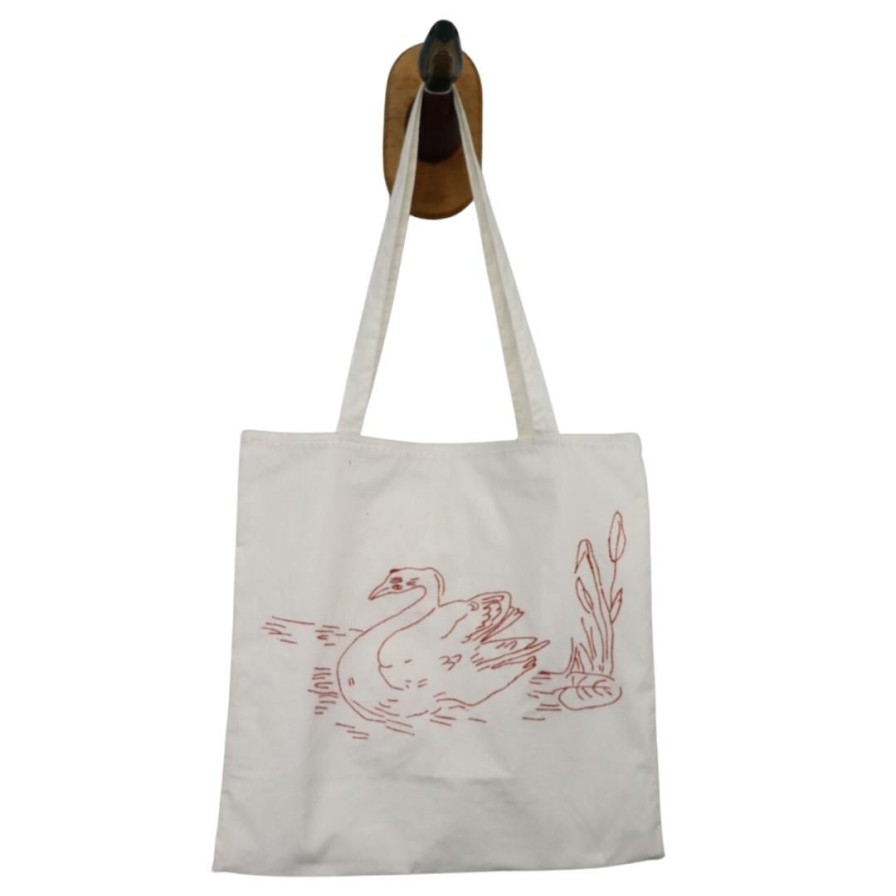 Accessories Farewell Frances | Redwork Tote Bag Rt1 Swan