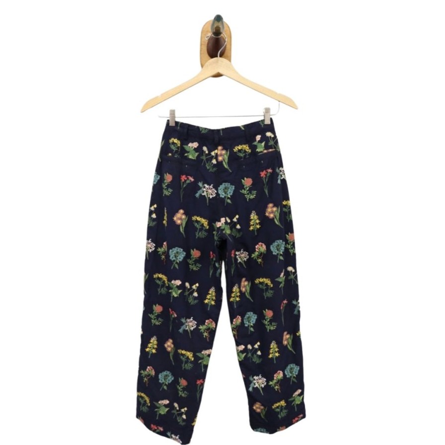 Women Farewell Frances | Tailored Embroidered Navy Trousers Sz Xs