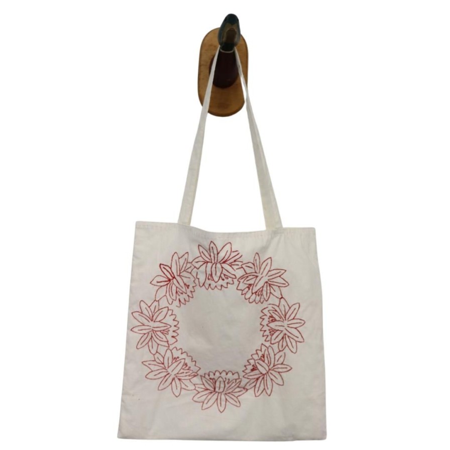 Accessories Farewell Frances | Redwork Tote Bag Rt12 Wreath