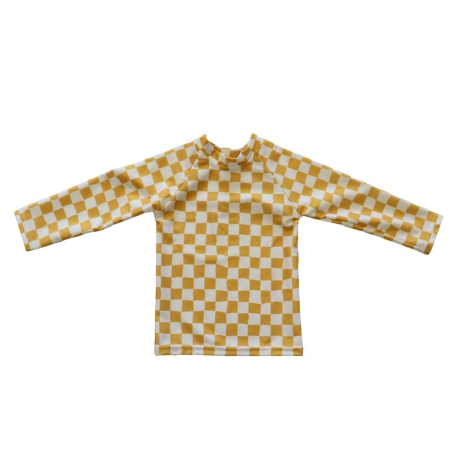 Kids Farewell Frances | Kids Yellow Check Rash Guard