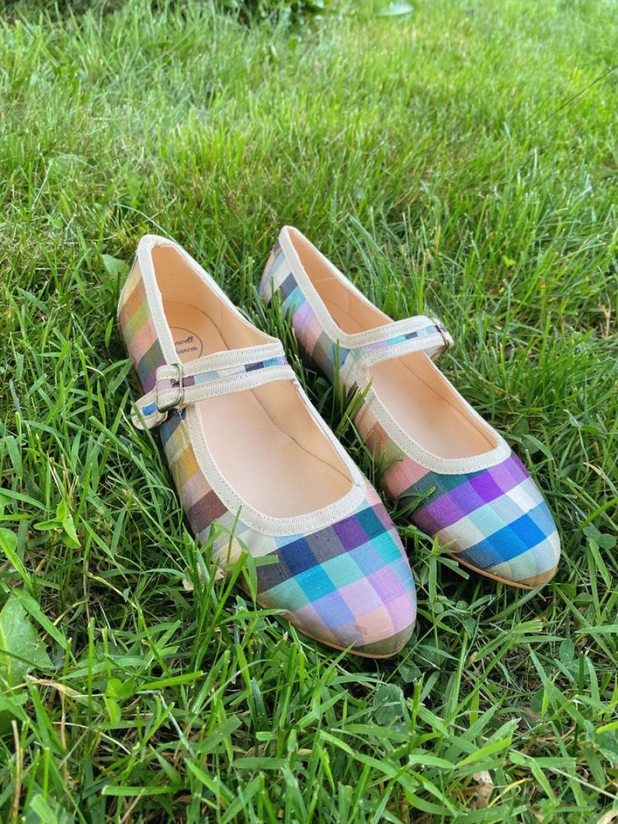 Women Farewell Frances | Plaid Silk Taffeta Mary Janes