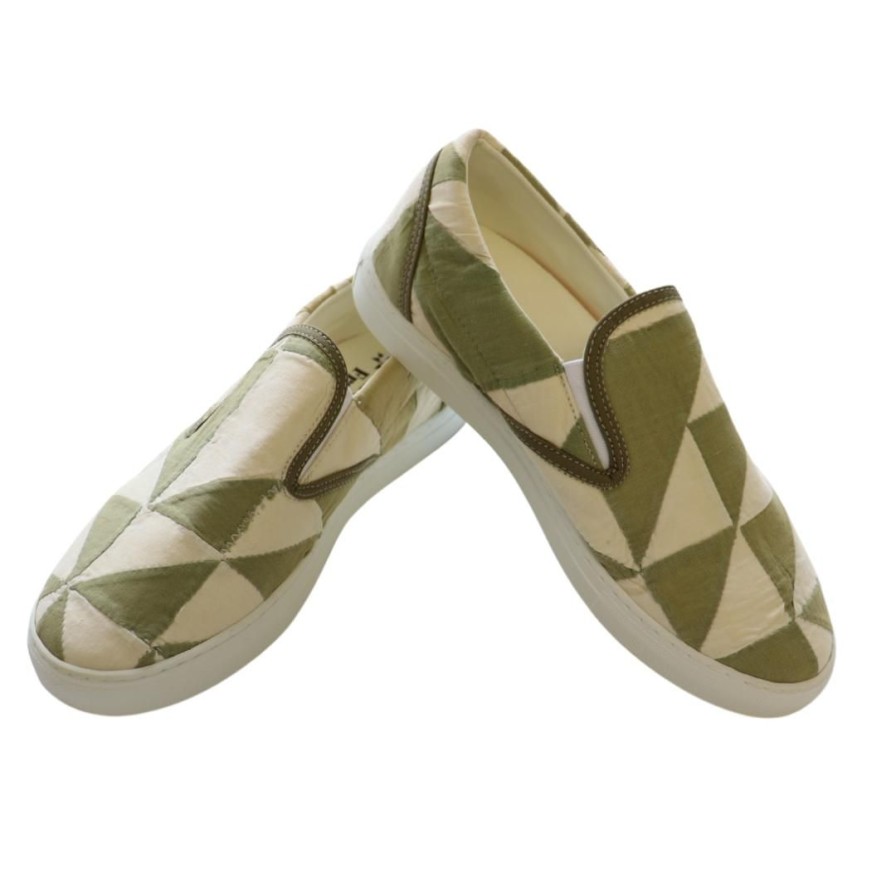 Women Farewell Frances | Quilted Sneakers Green And Cream