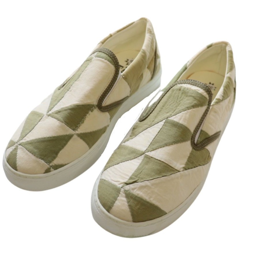 Women Farewell Frances | Quilted Sneakers Green And Cream